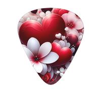 Valentine'S-Day-Flowers-Love 12 Pack Guitar Picks With 3 Thicknesses And Storage Box, Abs Plectrums For Electric Bass Guitar Players