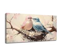 Valentines Day Frame TV Art Love Bird Frame TV Vintage Cherry Blossom Valentines Painting Moody Romantic Gifts Home Décor Bedroom Romance Wall Living Room Accent 12x24 inches Framed