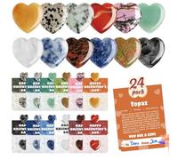 Valentines Day Gem Gift for Kids, 24Pcs Prefilled Valentine's Day Cards with Heart-shaped Gem Stone, Valentine Gift Exchange for School Classroom Class Party Favor
