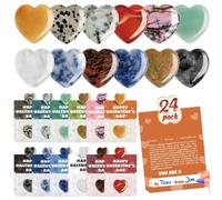 Valentines Day Gem Gifts for Kids - 8/24 Pack Prefilled Valentine's Day Card with Heart-shaped Gemstone for School Classroom Class Party Favor, Valentine Rock Crystal Gifts Exchange for Boys Girls