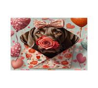 Valentine's Day German Shorthaired Pointer Dog Jigsaw Puzzles for Adults 300 Piece, Love Letter Puppy Wooden Printed Puzzles, Lover Pattern Decorations for Entertainment Party