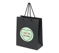Valentines Day Gift Bags with Handles - Small Large Medium Valentines Paper Bags for Her Him - Valentine Galentine Birthday Anniversary Bag - Love You Green - Black - Large Portrait
