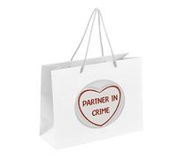 Valentines Day Gift Bags with Handles - Small Large Medium Valentines Paper Bags for Her Him - Valentine Galentine Birthday Anniversary Bag - Partner White - White - Medium