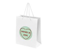 Valentines Day Gift Bags with Handles - Small Large Medium Valentines Paper Bags for Her Him - Valentine Galentine Birthday Anniversary Bag - Partner Green - White - Large Portrait