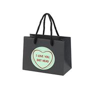 Valentines Day Gift Bags with Handles - Small Large Medium Valentines Paper Bags for Her Him - Valentine Galentine Birthday Anniversary Bag - Love You Green - Black - Small