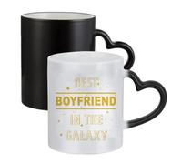 Valentine's Day Gift, Best Boyfriend in The Galaxy, Ceramic Heart Handle Colour Changing Magic Mug.