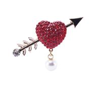 Valentine's Day Gift: Big Love Heart Shape Brooches - Cupid's Arrow Lapel Pin - Red Heart Pin for Mother's Day, Zinc, no gemstone