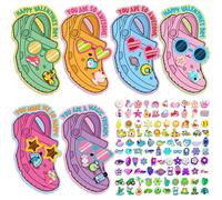 Valentines Day Gift for Kids 48 Sets Valentine's Day Gifts Cards with 96Pcs Shoe Charms Valentines Shoe Accessories Clog Decoration Valentine Greeting Cards for Classroom Exchange Gifts Party Favor