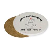 Valentine's Day Gift, Love Is Not Having To Hold Your Farts In, Funny Gift, Tableware, Coffee, Tea, Drink Coaster. (Round Ceramic Coaster)