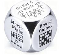 Valentines Day Gift Set - Stainless Steel Dice with Romantic Prompts for Couples Date Night - Gift for Him or Her