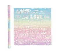 Valentine's Day Gift Sheet - Iridescent Gradient Leaves D Season For Valentine's Day | Foil Wrapping Letters And Love, Roll Christmas Wraps, Env Papers