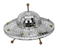 Valentines-Day Gift UFO-Shaped Disco-Ball Home-Décor - Mirror Decorations for Table, Desk, Home, Party, Bar, Disco Spaceship UFO Decor Retro-Reflective Silver Disco Ball Lights (8 X 6 inch)