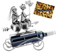 Valentine's Day Gift Wine Bottle Holder Couple on Cupido Hearts with Balloons