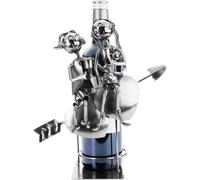 Valentine's Day Gift Wine Bottle Holder Pair Lovers with Wine Glasses on Hearts