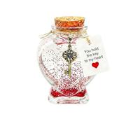 Valentines Day Gift “You Hold the Key to My Heart” Glass Bottle, Romantic Heart Jar Keepsake Gift for Girlfriend Boyfriend Wife Husband Anniversary Birthday Christmas