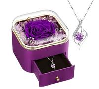 Valentines Day Gifts for Her,Preserved Purple Rose with I Love You Necklace,Birthday Gifts for Girlfriend, Women, Mom,Wife,Gifts Idea on Valentine's Day,Birthday,Anniversary Rose Gifts (purple)