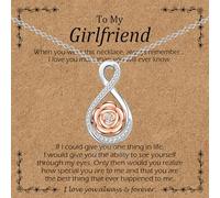 Valentines Day Gifts for Her - To My Girlfriend Gifts Rose Flower Infinite Pendant Necklace for Girlfriend | Silver Necklace for Womens Jewelry Valentines Day Gifts for Her Christmas Birthday Gift