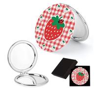 Valentines Day Gifts For Her Women Gifts for Girlfriend Compact Mirror Travel Mirror With Strawberry Print Round Mirrors Gift For Friend Valentines Birthday Easter Eid For Auntie Niece Sister Daughter