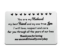 Valentines Day Gifts for Husband Engraved Wallet Insert Card for Husband Anniversary Card for Him Christmas Fathers Day Birthday Gifts for Men
