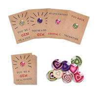 Valentines Day Gifts for Kids,12PCS Valentines Day Cards with Heart-Shape Crystal Stone,YOU'RE A GEM OF A FRIEND,Funny Valentine Exchange Card Gift for Boys Girls Classroom School Party Favor (A)