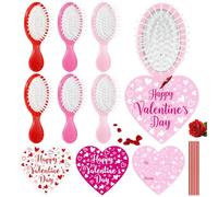 Valentines Day Gifts for Women Girls - 6 Set Mini Hair Brush Travel Hair Brush for Pocket backpack Storable Detangling Hair Brush Wet Brush for All Hair Types(2 red 2 rose 2 pink brush)