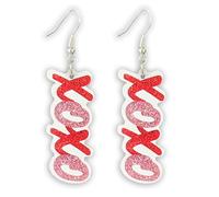 Valentine's Day Glitter Red Bow Dangle Earrings for Women, Assorted Romantic Designs Festive Statement Jewelry for Valentine’s Day, Gifts & Daily Wear, M, Acrylic, No Gemstone
