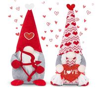 Valentines Day Gnome Decor, ZATAYE 2 Pack Valentine Decorations Ornaments, Handmade Swedish Valentine Crafts Gnomes Plush Set, Valentine Gifts for Him Her Kids Friends Women Men