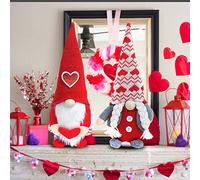 Valentines Day Gnomes, 2 Pack Mr & Mrs Valentine Gnomes Decorations for Home - Handmade Swedish Tomte Gnomes Plush Ornaments Valentine's Day Party Supplies