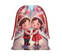 Valentine'S Day Gnomes Print Ultra Soft Plush Christmas Party Gift Bags, Drawstring Xmas Candy Treat Favors Holiday Sacks, Wedding Jewelry Pouches