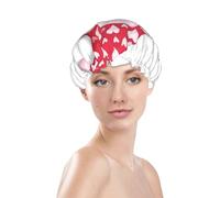Valentine'S Day Gnomes Word Love Prints Shower Cap Double Layer Lined Waterproof Bathing Shower Hat