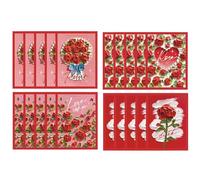 Valentine's Day Greeting Card Kit, Flower Bouquet Greet Flashcard, Romantic Pop-Up Card Set, Beautifully Designed Occasion Cards for Girlfriend, Boyfriend, 4.33x3.15x0.2 Inches