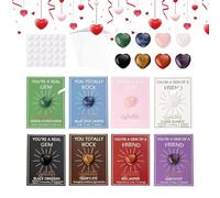 Valentine's Day Greeting Card Sets | 28 Pieces with Crystal Stones for Classroom and School Parties as a Gift - Heart Crystals with Cards for Valentine's Day | For Birthday Parties, Nurseries and Ki