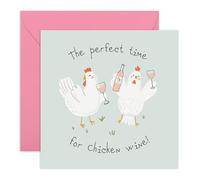Valentines Day Gretting Card - 'Time for Chiken Wine' - Gifts for Him, Her, Girlfriend, Boyfriend, Married Couples, Husband, Wife - Wine Toast - Comes with Fun Stickers