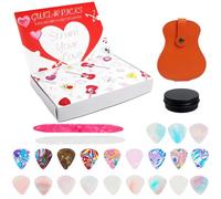 Valentine's Day Guitar Picks Box Countdown Gift Set, Storage Bag Leather Picks Case Musical Instrument Accessories Cover, Graphic Guitar Picks 21Pcs for Acoustic, Electric Guitar, Bass (1 PC)