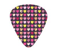 Valentines Day Guitar Picks Picks 12 Pack with Thin Box,Colorful Diagonally Striped Heart Figures on Black Backdrop Charming Sweet,Special Guitar Plectrums Gift Set for Guitarist,Colorful