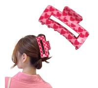 Valentine's Day Hair Clips for Women Red Heart Shape Romantic Square Large Hair Clips Heart-Shaped Claw Clips for Thick Hair Valentine's Day Hair Accessories for Women 1Pcs