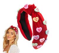 Valentine's Day Headband - 5.91 Inch Headband | Fabric Knotted Band: Hair Accessory and Comfortable for Valentine's Day, Birthday, Festival, Party, Engagement, Dance, Masca