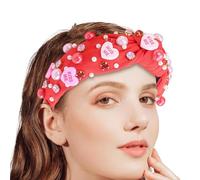Valentine's Day Headband - Headband with Heart Pearls and Knotted Letters, Hair Accessory with Elegant Jewelry, Decorative Band, Accessories Size U