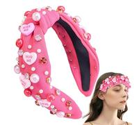 Valentine's Day Headband - Headband with Heart Pearls and Knotted Letters, Hair Accessory with Elegant Jewelry, Decorative Band, Accessories Size U