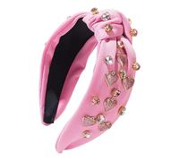 Valentine's Day Headband, Knotted Headband for Women - Wide Rhinestone Heart Headbands - Elegant Headbands for Girls, Costume Decoration for Party na