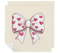 Valentines Day Heart Bow Printed Cloth Napkins Washable Reusable Table Decorative Napkin for Parties Weddings 2 PCS