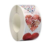 Valentine's Day Heart Decor Stickers, Multi-Use, 1 Roll, Love Decorative Stickers, Self Adhesive Valentines Roll Decals, Waterproof, for Party Card Envelope