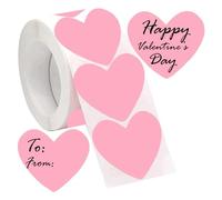 Valentine's Day Heart Direct Sticker Labels 2'' -Heart Shaped Color Coding Direct Thermal Labels-Address Shipping Thermals Printer Stickers Personalized Stickers Label for Gift,Barcodes,Home 500Pcs