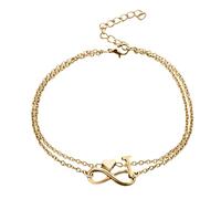 Valentine's Day Heart Layer Anklet Female Bracelets Letters Letters Chain Double Initial 26 Letter For Women Anklet Anklet Jewelry Anklet Foot Heart Anklet (T, One Size)