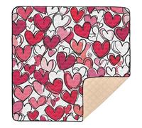Valentines Day Heart Love Red Large Non-Slip Baby Activity Play Mat for Floor Portable Travel Play Mat for Babies Infants Toddlers, 50'' x 50''