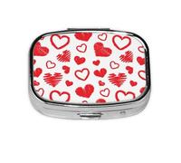 Valentines Day Heart,Meta Pill Box 2 Compartment Medicine Case,Portable Organizer,Rectangle Meta Portable Organizer Pill Box 2101 Compartment Medicine Case