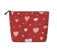 Valentine's Day Heart Pattern, Cosmetic Bag Imitation Linen Makeup Bag Portable Travel Toiletry Bag