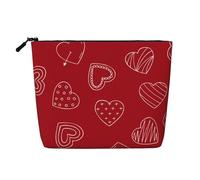 Valentine's Day Heart Pattern, Cosmetic Bag Imitation Linen Makeup Bag Portable Travel Toiletry Bag