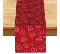 Valentine's Day Heart Pattern, Table Runner, Imitation Linen Table Runner For Home Party Dining Room 33x183 cm