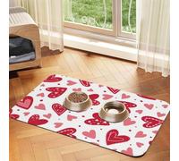 Valentine'S Day Heart Pattern,Waterproof Pet Feeding Mat,PU Leather Placemats for Cat Dog Water Bowl,Food Mats,40x60cm
